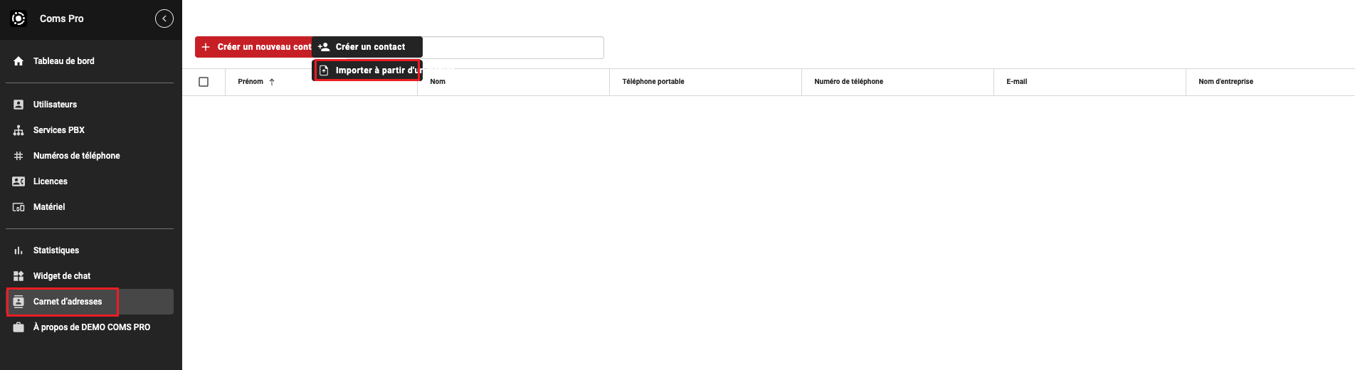 Coms Pro comment importer des contacts externes sur mon interface Administrateur1.png