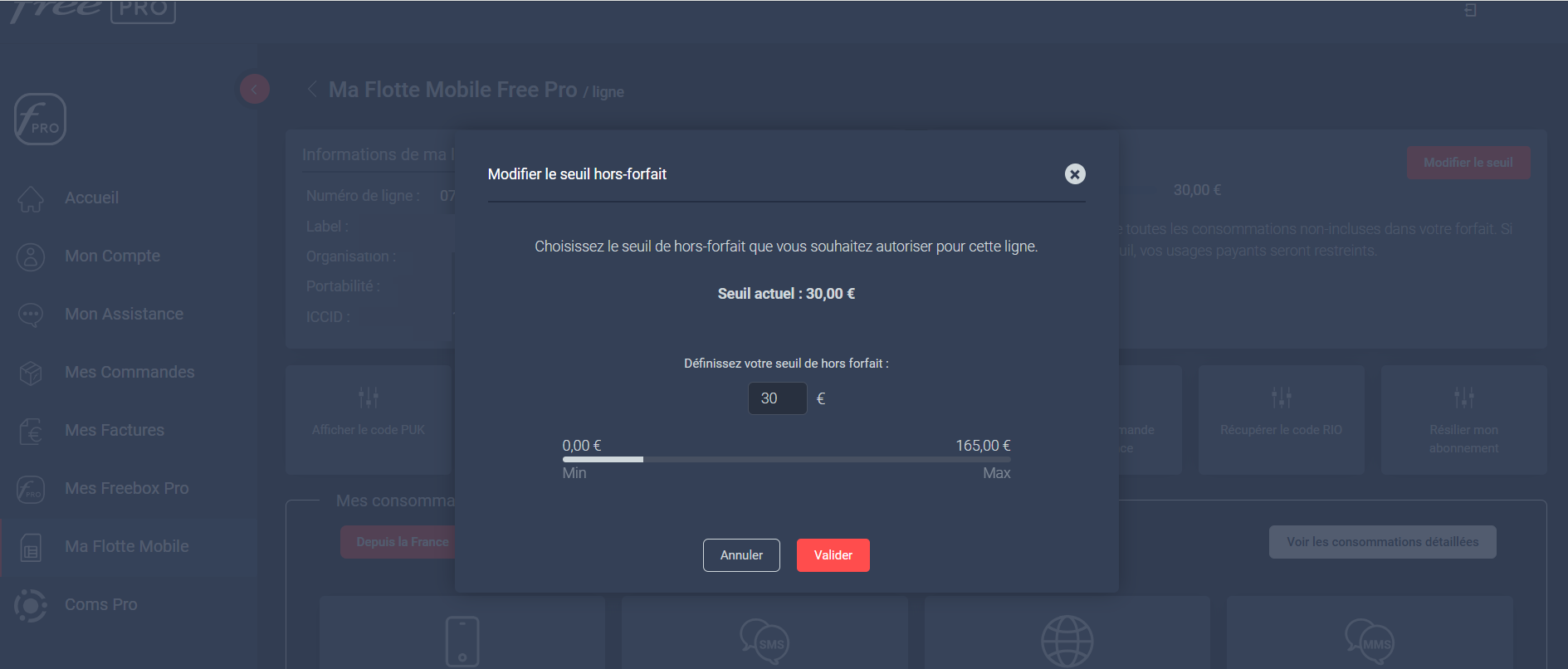 modifier le seuil de hors forfait